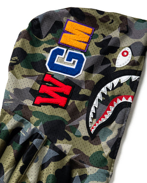 A Bathing Ape Sta Over Print 1st Camo Mesh Shark Full Zip Hoodie - Green