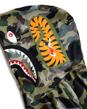 A Bathing Ape Sta Over Print 1st Camo Mesh Shark Full Zip Hoodie - Green
