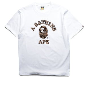 A Bathing Ape Wild Leopard Pattern College Tee - White/Beige