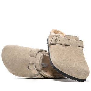 Birkenstock Boston Shearling Suede Shearling - Taupe Sand