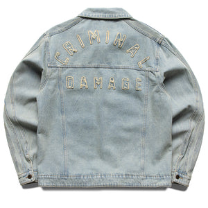 Criminal Damage Wavy Denim Jacket - Washed Blue