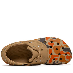 Crocs Classic Duck Camo Boat Shoe - Tan/Shocking Orange