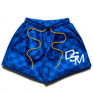 Diet Starts Monday Checkered Nylon Shorts - Blue