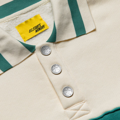 Diet Starts Monday Fleece Panel Polo - Cream/Emerald