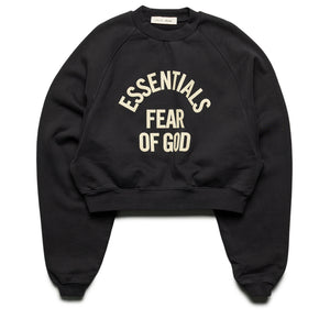 Women's Fear Of God Essentials Campus 90's Cropped Raglan Crewneck - Faded Black