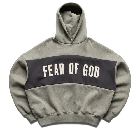 Fear Of God Essentials Cropped Relaxed Paneled Hoodie - Seal Heather/Iron Grey