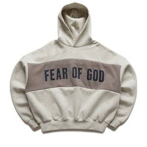 Fear Of God Essentials Cropped Relaxed Paneled Hoodie - Vanilla Heather/Seal
