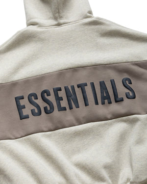 Fear Of God Essentials Cropped Relaxed Paneled Hoodie - Vanilla Heather/Seal