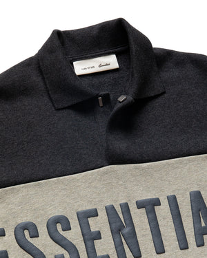 Fear Of God Essentials Cropped Paneled Polo - Iron Grey Heather/Seal Heather