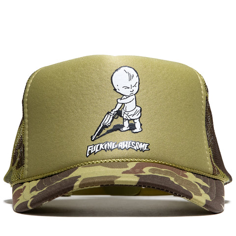 Fucking Awesome Gun Baby Soft Foam Trucker Hat - Washed Camo