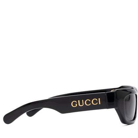 Gucci Rectangular Frame Sunglasses - Black/Solid Grey