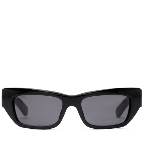 Gucci Rectangular Frame Sunglasses - Black/Solid Grey