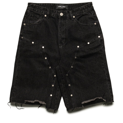 Homme Femme Arsenal Studded Denim Shorts - Black