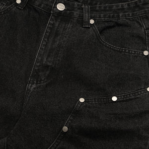 Homme Femme Arsenal Studded Denim Shorts - Black