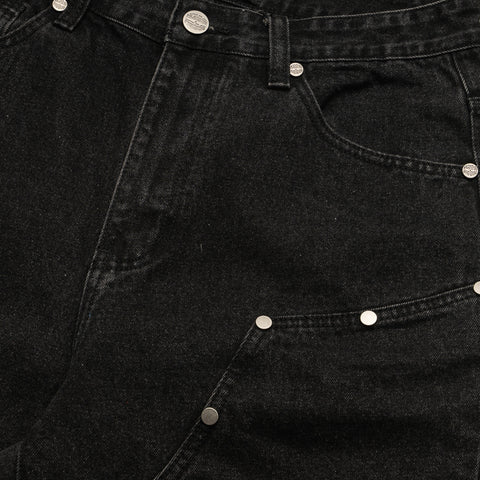 Homme Femme Arsenal Studded Denim Shorts - Black