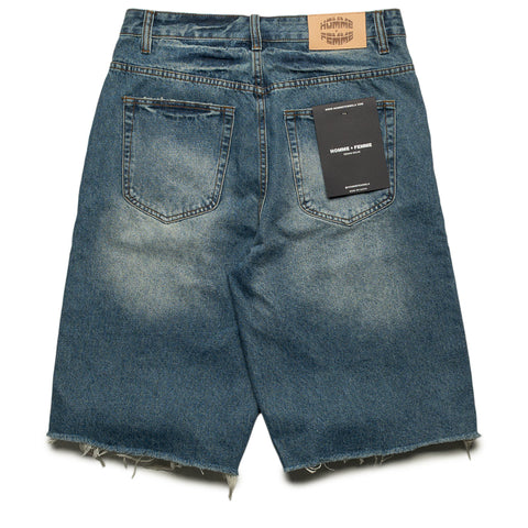 Homme Femme Maison Crest Denim Shorts - Blue