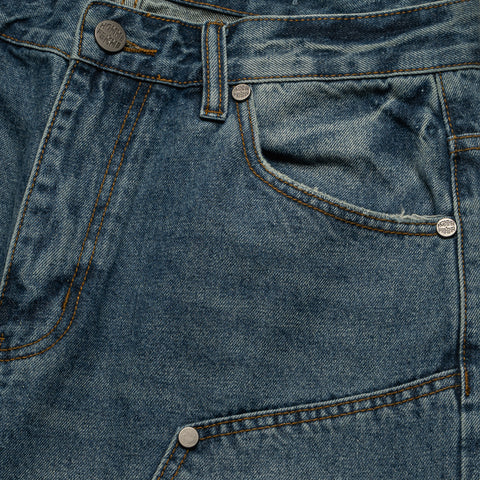 Homme Femme Maison Crest Denim Shorts - Blue