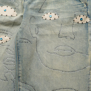 KidSuper Studded Face Jeans - Blue