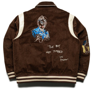 KidSuper Washed Corduroy Embroidered Faces Jacket - Brown
