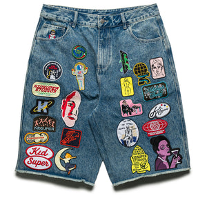 KidSuper Patches Denim Long Short - Dark Blue