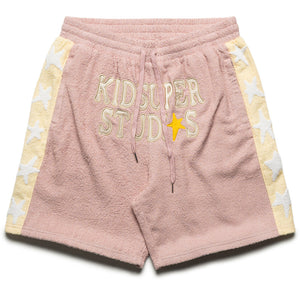 KidSuper Terrycloth Stars Shorts- Pastel Pink