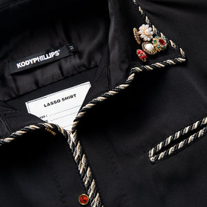 Kody Phillips Embellished Lasso Shirt- Black