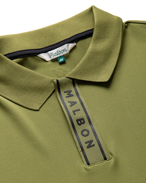 Malbon Golf Block Placket Polo - Military Green