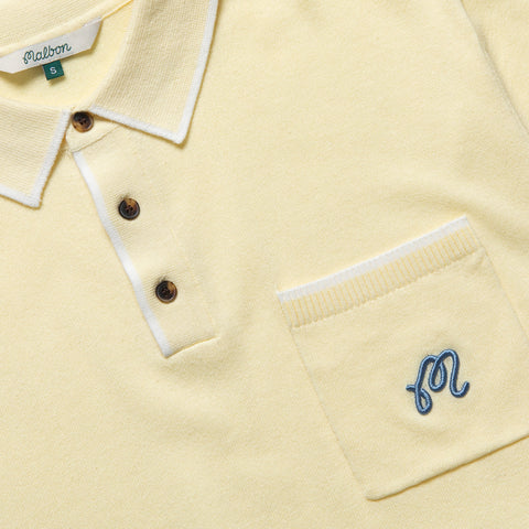 Malbon Golf Blue Jay Knit Polo - Soft Yellow