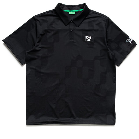Malbon Golf Performance Mesh Paneled Polo - Black