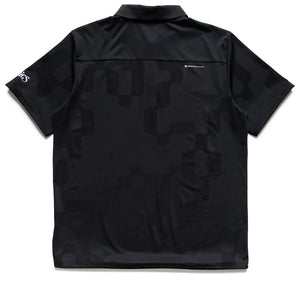 Malbon Golf Performance Mesh Paneled Polo - Black