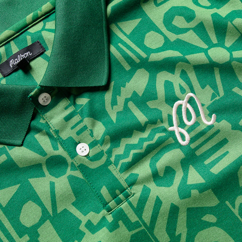 Malbon Golf Mezzo Performance Pique Printed Polo - Kelly Green