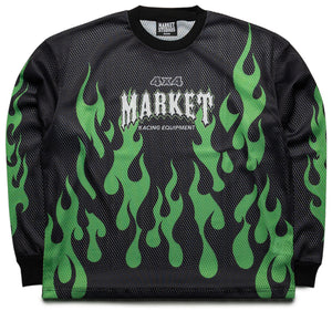 Market Toxic Flames L/S Mesh Tee - Black/Green