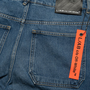 L/AB c/o Off-White Diagonal Denim Short - Steel Indigo
