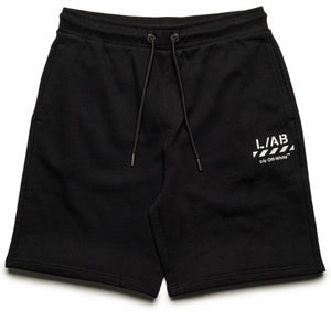 L/AB c/o Off-White Diagonal Open Hem Jogger Shorts - Black