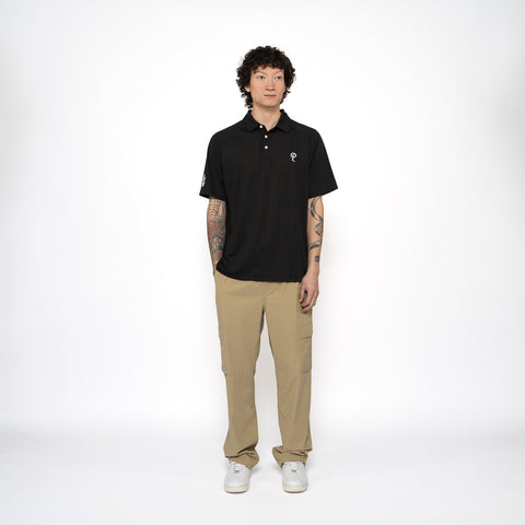 Malbon Golf Raglan Sleeve Mesh Polo - Black