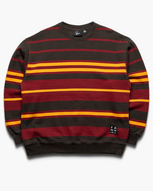 Parra Sweatstriped Crew Neck Sweatshirt - Brown