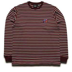 Parra Tripped Stripes Pique L/S Tee - Dark Red