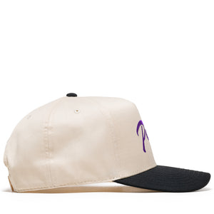 Politics Script A-Frame Snapback - Cream/Purple