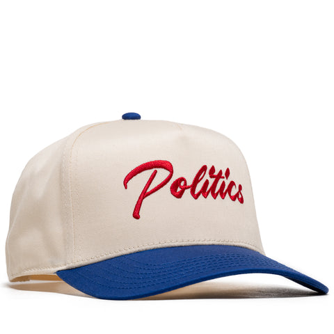 Politics Script A-Frame Snapback - Cream/Blue