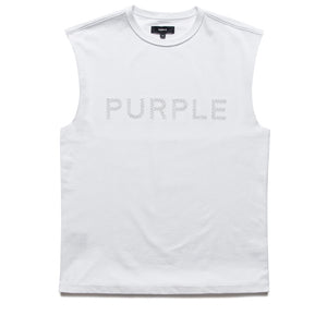 Purple Brand Beaded Wordmark Tank Top - White