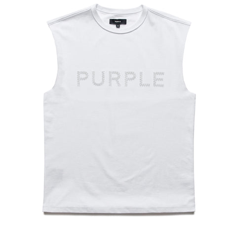 Purple Brand Beaded Wordmark Tank Top - White