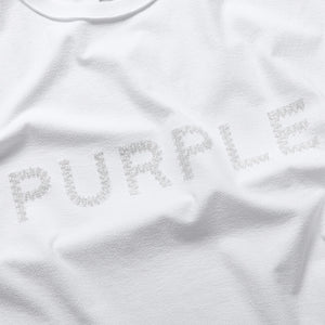 Purple Brand Beaded Wordmark Tank Top - White