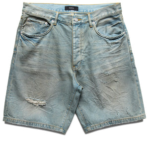 Purple Brand Dirty Vintage Denim Shorts - Light Indigo