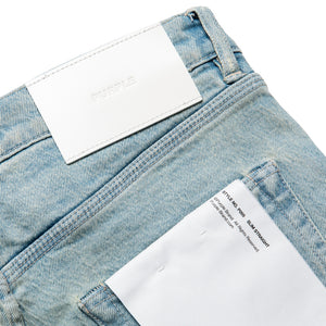 Purple Brand Mid Rise Slim Straight Leg Heavy Destroy Jean - Super Light Indigo