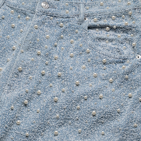 Purple Brand Textured Pearl Denim Shorts - Light Indigo
