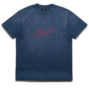 Purple Brand Slanted Script Tee - Blue