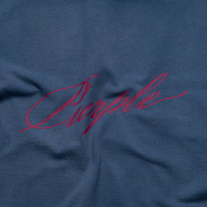 Purple Brand Slanted Script Tee - Blue