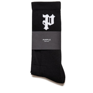Purple Brand Core Gothic P Crew Socks - Black