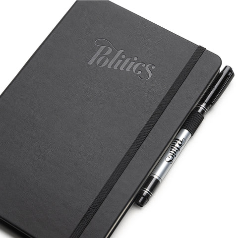 Politics Leather Notebook - Black