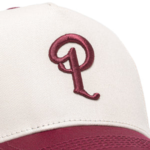 Politics A-Frame Snapback Hat - Cream/Maroon